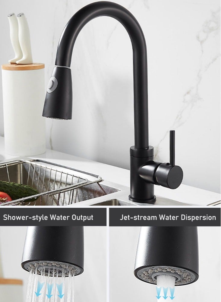 Perfii Single Handle High Arc Kitchen Faucet with Pull Down Sprayer, Stainless Steel Modern Faucet, 360° Swivel Spout - Image 2