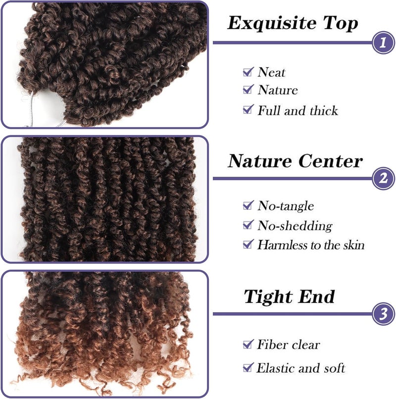datanala Yanky Twists Crochet Braiding Hair 14 Inch 9 Packs Crochet Hair with Curls Micro Spring Twists Crochet Hair Pre-looped Curly Crochet Braids Hair Extensions for Women (T30#, 14inch) - Image 2