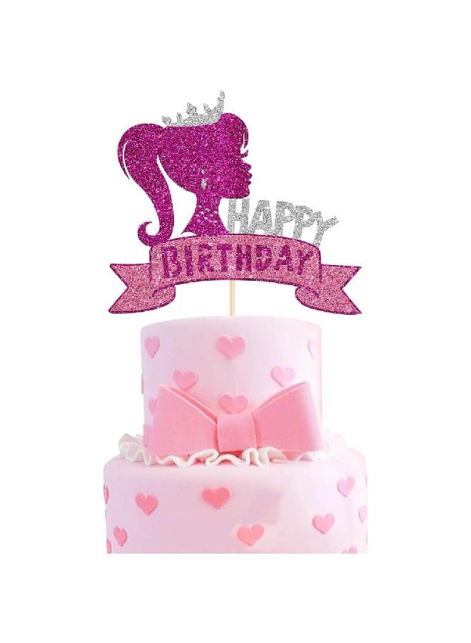 ThePartyPopper Princess Girl Happy Birthday Cake Topper - Image 1