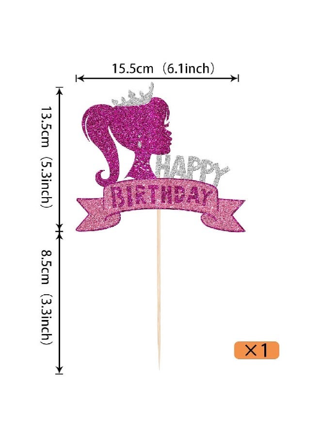 ThePartyPopper Princess Girl Happy Birthday Cake Topper - Image 2