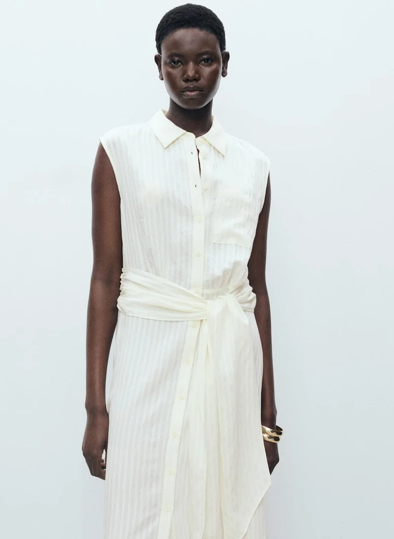 MANGO Belted Sleeveless Dress