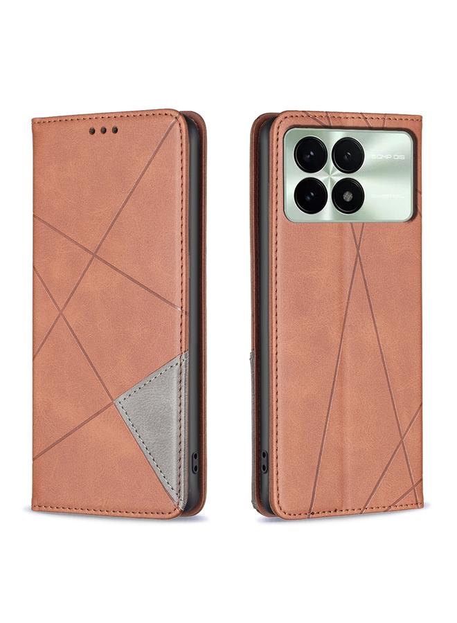 The Bros Case For Xiaomi Redmi K70E Rhombus Texture Magnetic Leather Phone Case