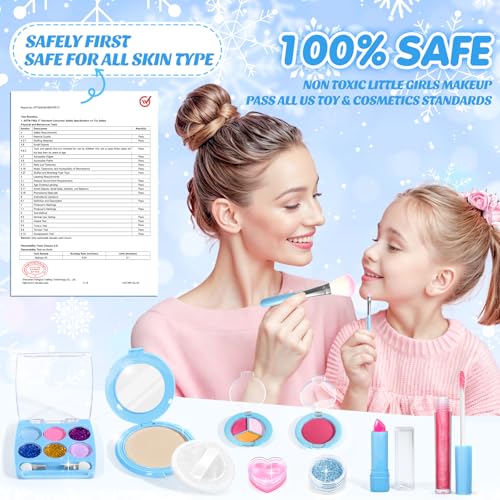 INNOCHEER Kids Makeup Kit for Girl Toys, Frozen Toys for Girls Makeup Kit, Washable Make Up for Kids Double Layer, Frozen Makeup for Little Girls, Gifts Toys for 3 4 5 6 7 8 9 10 11 12+ Year Old Girls - Image 3