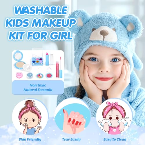 INNOCHEER Kids Makeup Kit for Girl Toys, Frozen Toys for Girls Makeup Kit, Washable Make Up for Kids Double Layer, Frozen Makeup for Little Girls, Gifts Toys for 3 4 5 6 7 8 9 10 11 12+ Year Old Girls - Image 4