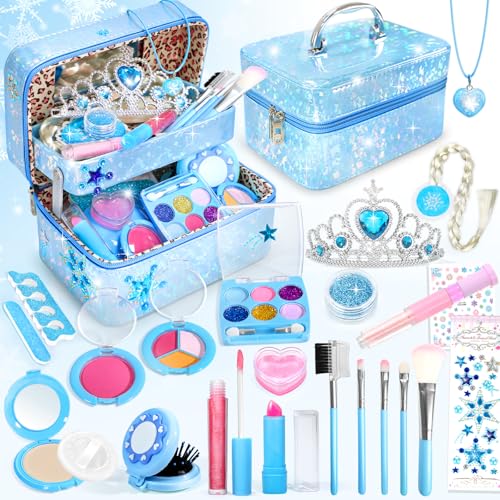 INNOCHEER Kids Makeup Kit for Girl Toys, Frozen Toys for Girls Makeup Kit, Washable Make Up for Kids Double Layer, Frozen Makeup for Little Girls, Gifts Toys for 3 4 5 6 7 8 9 10 11 12+ Year Old Girls - Image 1