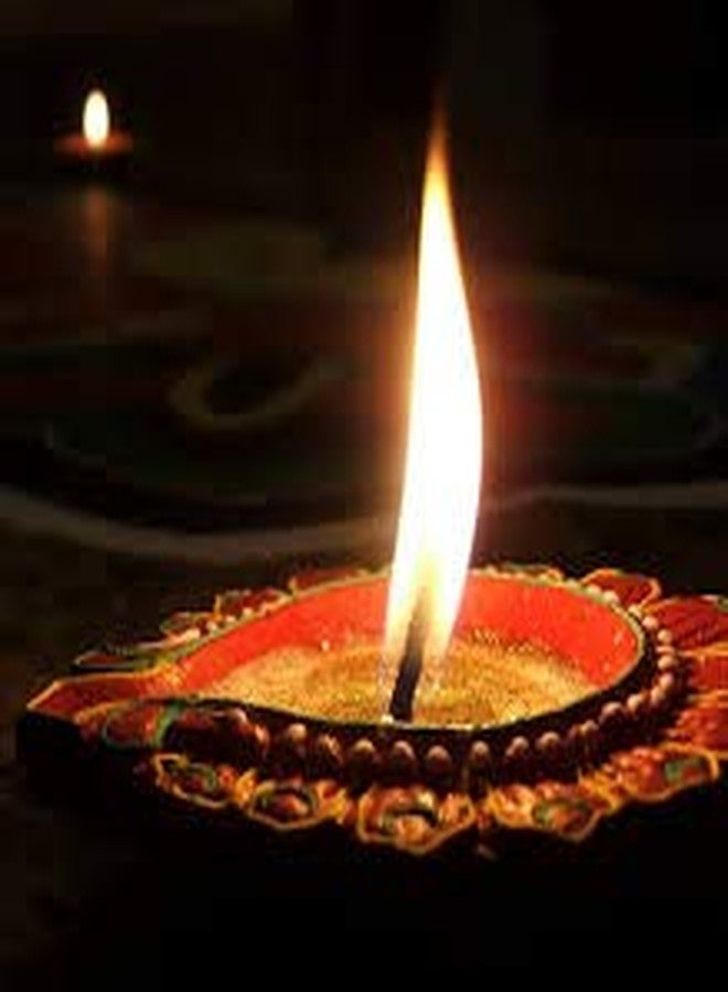 مجموعة من ستة مصابيح ديا بتصميم تقليدي. تُستخدم هذه المصابيح الملونة في عيد ديوالي منذ قرون. مصابيح ديا طينية ملونة خاصة بعيد ديوالي، تُعدّ زينة مثالية لغرفة الصلاة في المعبد ولجميع الأعياد مثل ديوالي. - Image 5