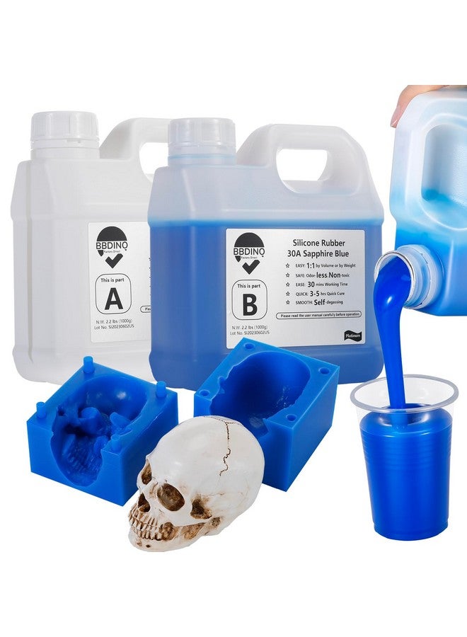 BBDINO Silicone Mold Making Kit,Liquid Silicone for Mold Making 30A Sapphire Blue,High Strength Silicone Rubber Mold Making Kit,1:1 by Volume Ideal for Casting Resin/Jewelry Silicone Molds 4.4 lbs - Image 1