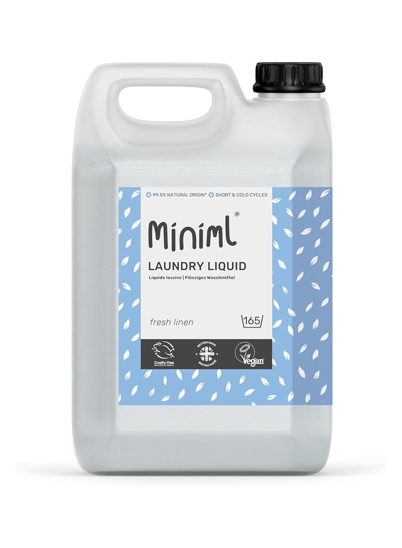 Miniml Eco Laundry Liquid Washing Detergent 5L Refill - Natural Non Bio Fresh Linen Scented Clothes and Fabric Softener for Machine or Delicate Hand Cleaning - 100% Vegan & Cruelty Free (165 Washes) - Image 1