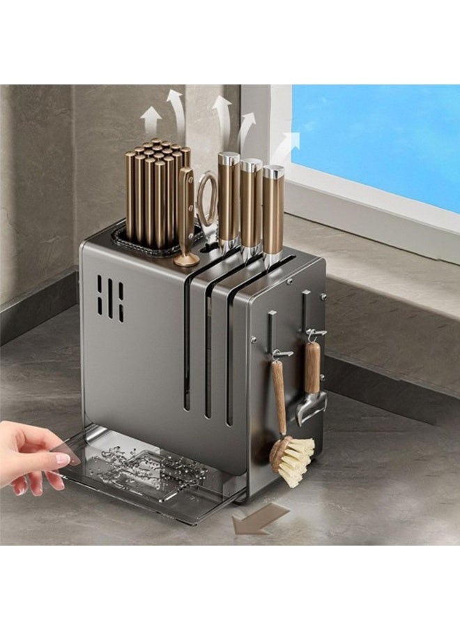 RollsTimi  Multifunctional Knife Holder Rack Kitchen Utensils Knife Storage Rack Countertop Wall-mounted Chopstick Integrated Storage Box - Image 1