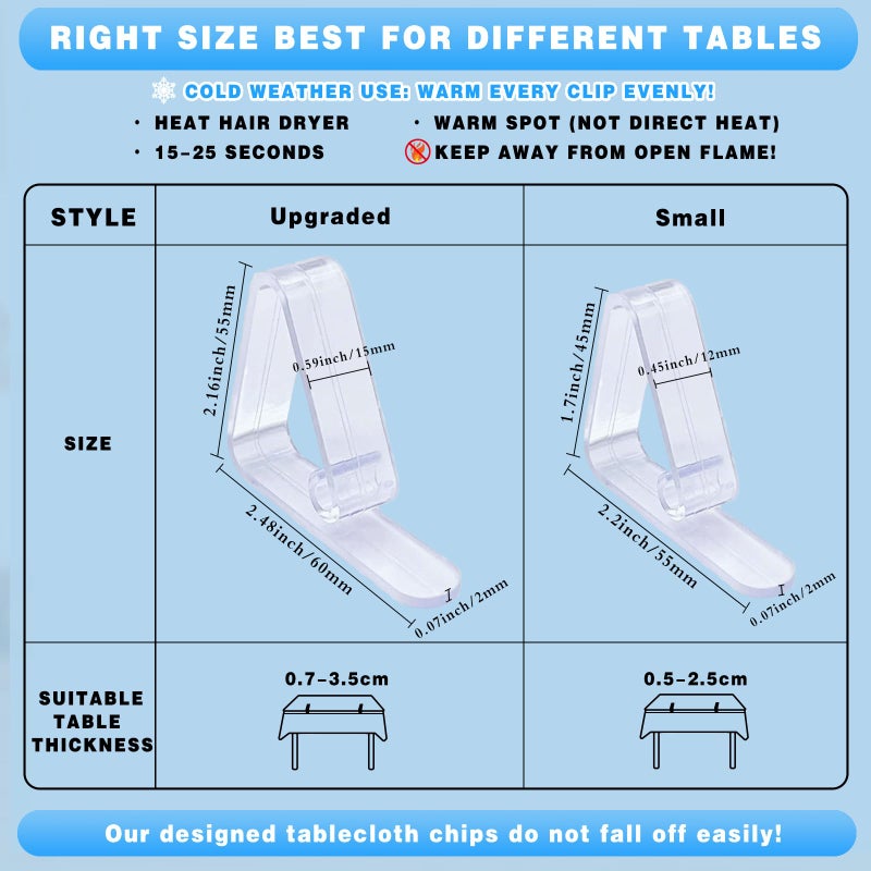Kitnish 16PCS Clear Plastic Tablecloth Clips,Transparent Clear Tablecloth Clips, Plastic Table Cloth Hold Down Clips Table Cloth Holder for Meeting Party Indoor Outdoor Events - Image 2