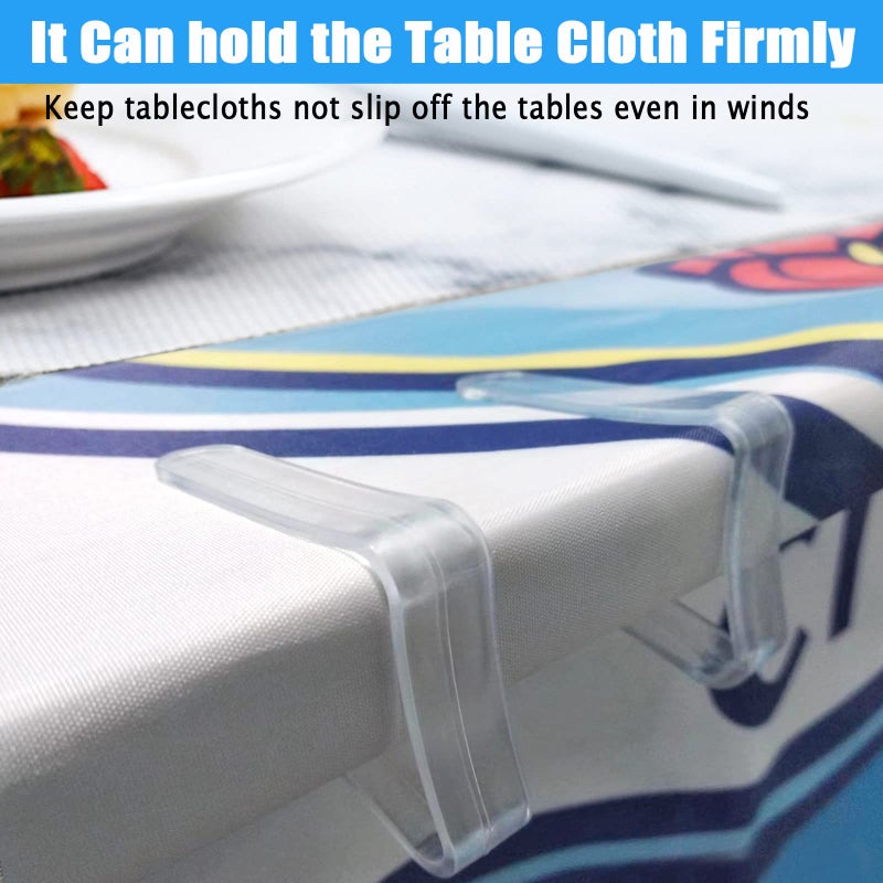 Kitnish 16PCS Clear Plastic Tablecloth Clips,Transparent Clear Tablecloth Clips, Plastic Table Cloth Hold Down Clips Table Cloth Holder for Meeting Party Indoor Outdoor Events - Image 4