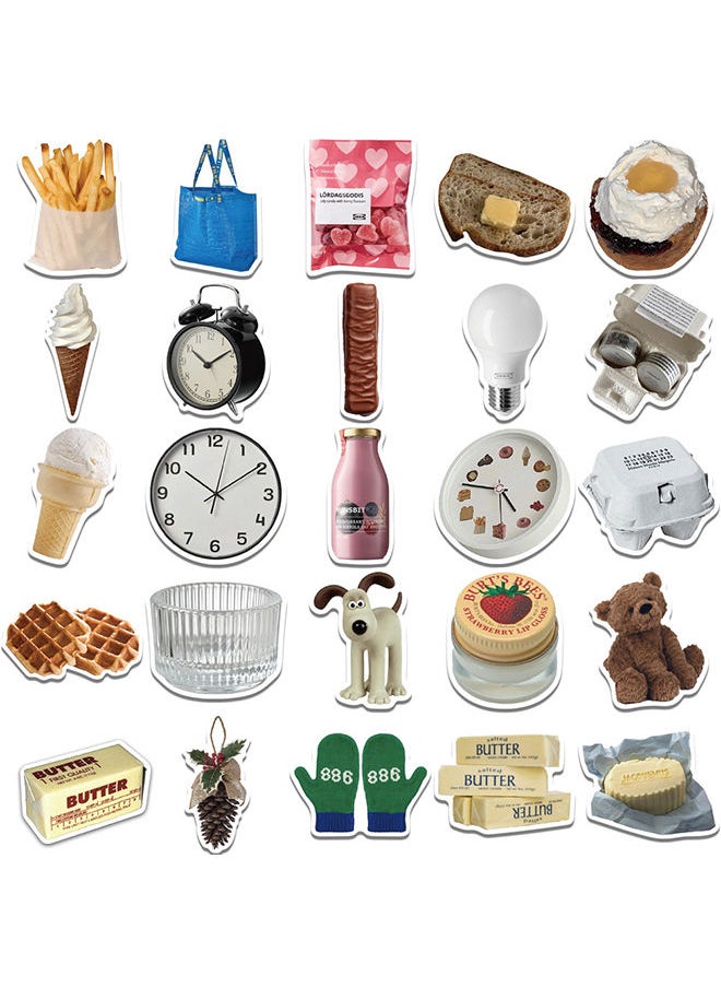 Sharpdo - 50 Pieces Of Ikea Ins Style Food Snacks Stickers Dessert Food Bear Hand Account Mobile Phone Waterproof Diy Decoration Stickers - Image 1