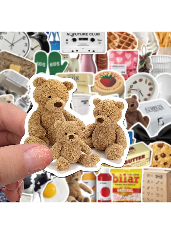 Sharpdo - 50 Pieces Of Ikea Ins Style Food Snacks Stickers Dessert Food Bear Hand Account Mobile Phone Waterproof Diy Decoration Stickers - Image 1
