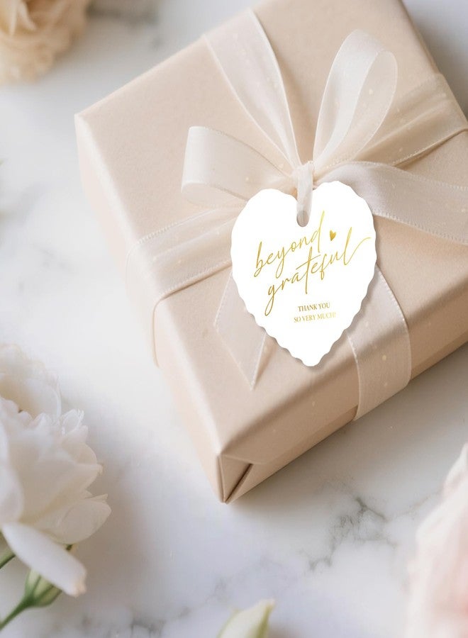 TQQBUU 50pcs Gold Foil Thank You Tags with String, Pre-Punched Hole Gift Tags with String - Perfect for Weddings, Baby Showers, Parties, Celebrations - Beyond Grateful(2.36"*2.16") - Image 4