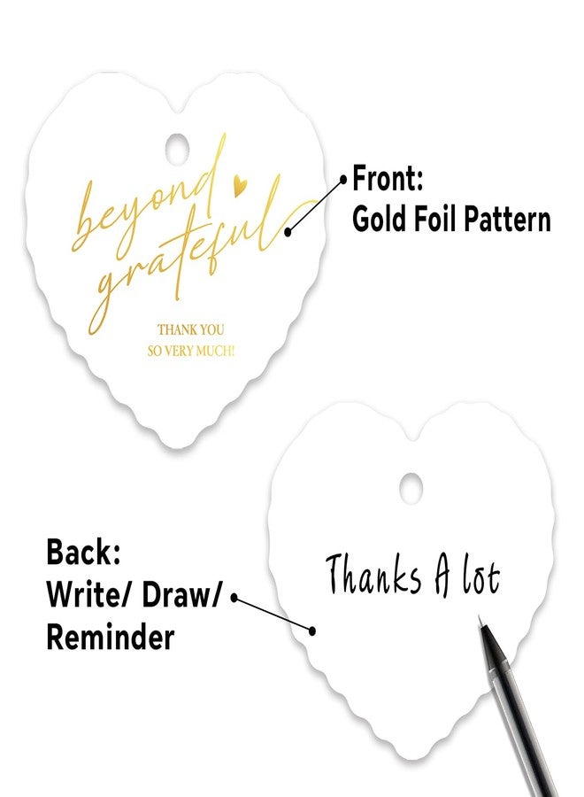 TQQBUU 50pcs Gold Foil Thank You Tags with String, Pre-Punched Hole Gift Tags with String - Perfect for Weddings, Baby Showers, Parties, Celebrations - Beyond Grateful(2.36"*2.16") - Image 3