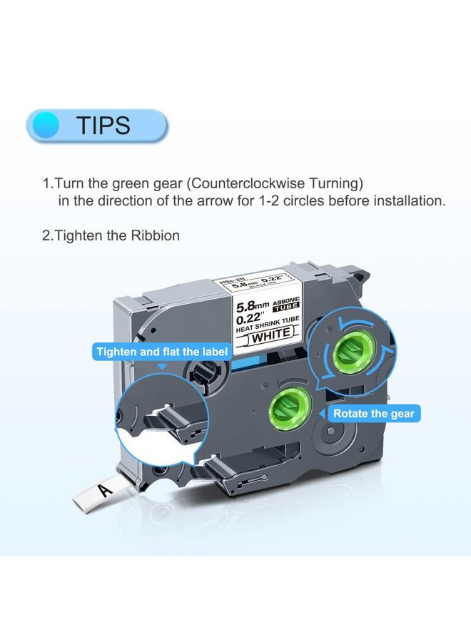 Absonic 3-Pack Hse211 5.8mm Black on White Label Tape Compatible for Brother Hse-211 Hs-211 Hs211 P Touch Heat Shrink Tubing Tape Hse Label 1/4 inch for PT-D220 PT-D210 PT-E500 PT-E300 PT-E550W - Image 3