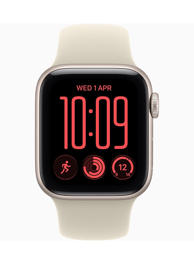 Apple Watch SE 3 GPS 40mm (Middle East Version) Aluminium Case with Sand Sport Band - S/M Starlight - Image 2