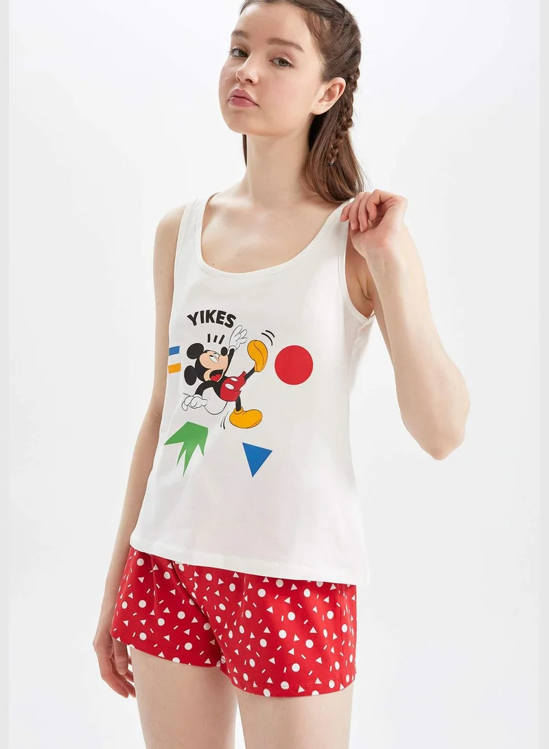 ديفاكتو Regular Fit Strappy Mickey & Minnie Mouse Print Pyjama Set