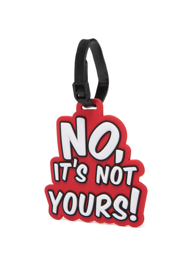 TOM CRUISER 3D Rubber Luggage Tag 'NO, IT'S NOT YOURS!', Flexible Weatherproof Travel ID Tag with Privacy Card Slot & Secure Attachment Loop, Red - Image 1