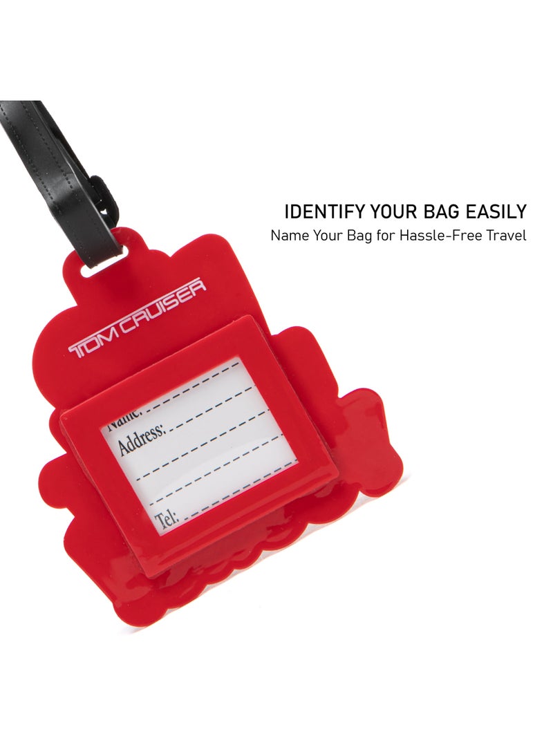 TOM CRUISER 3D Rubber Luggage Tag 'NO, IT'S NOT YOURS!', Flexible Weatherproof Travel ID Tag with Privacy Card Slot & Secure Attachment Loop, Red - Image 2