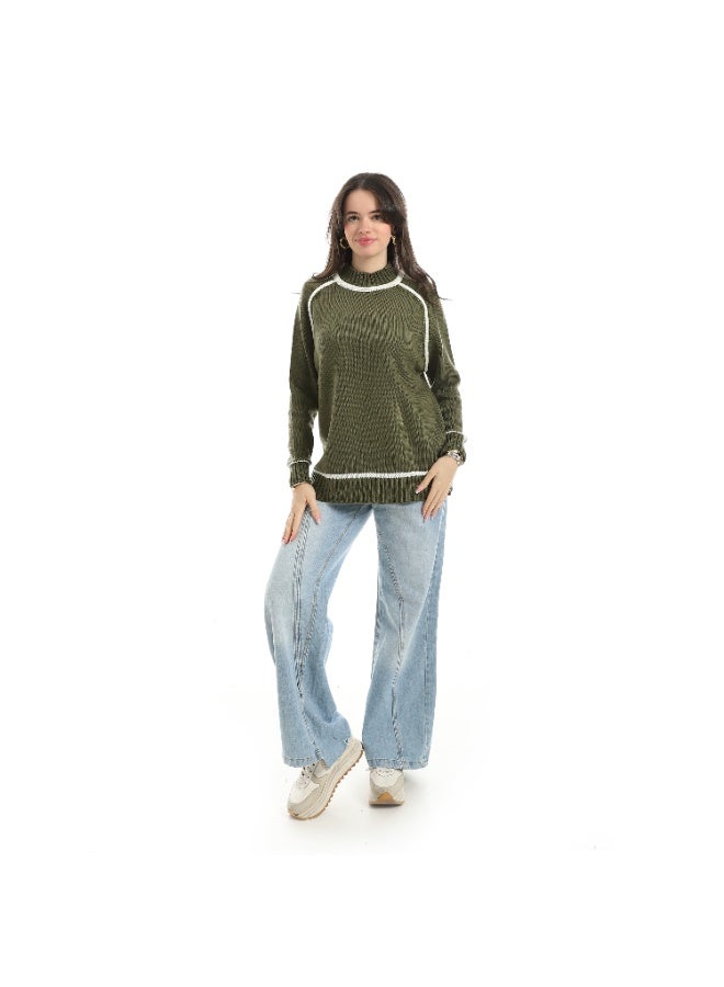 Coctail 17514-Pullover-olive - Image 4