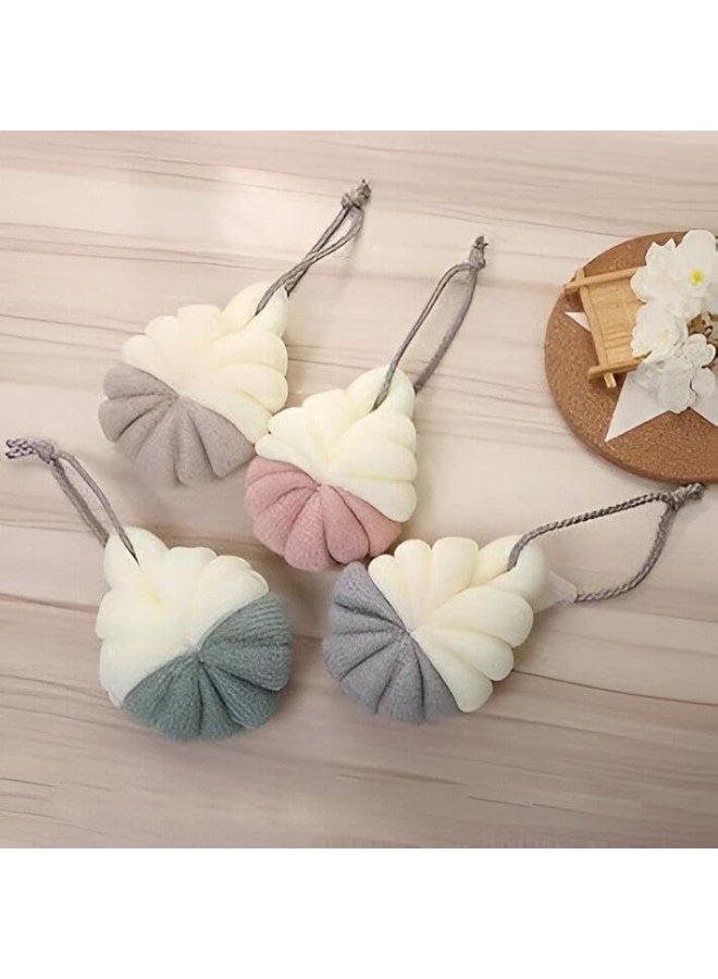 إسفنجة استحمام مقشرة - كرة شبكية ناعمة كبيرة لتنظيف الجسم، إسفنجة استحمام متينة ومتعددة الألوان لتنظيف البشرة بلطف، مثالية للاستخدام أثناء الاستحمام (4 قطع) - Image 2