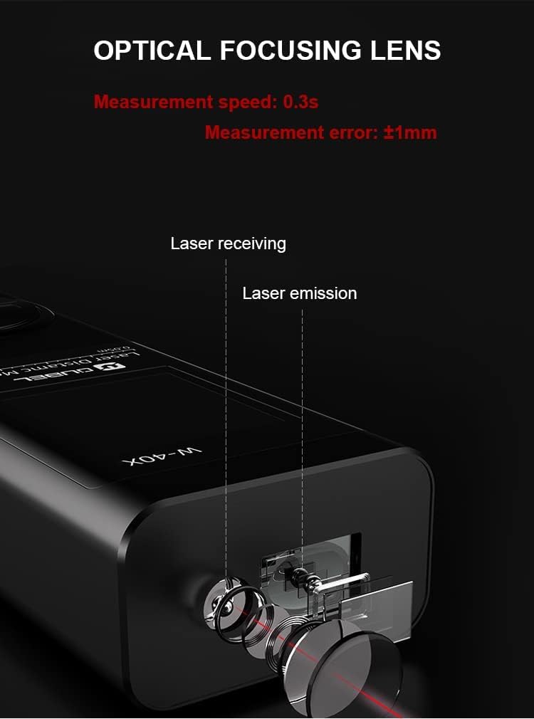 Real Instruments Laser Distance Meter Distance Meter Laser Measurer Compact Laser Distance Meter 80M (263 feet) Rechargeable Angular Measure Metal Ultra Digital Range Finder Measuring Device (W80X) - Image 1