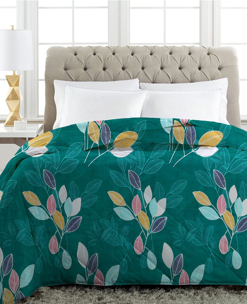 VAS COLLECTIONS Microfiber 220 GSM Glace Cotton AC Comforter (90x100 inch) Set King Size Double Bed with Fitted Bedsheet (72x78 inch) and 2 Pillow Covers | 4 Piece Bedding Set - Light Green 2 - Image 4