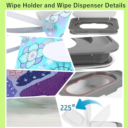HFHungkeong Wipes Dispenser with 2Pcs Portable Travel Refillable Wipe Holder,Reusable Wipe Holder Box Flushable Wipes Case Bathroom Wipes Container for Pet Nursery Office Counter Baby Shower Gifts(White-Grey) - Image 3