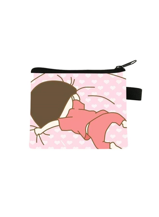 Chibi Maruko-chan Coin Purse Kidsren's Large-capacity Key Card Holder Polyester Cartoon Portable Small Wallet Bag