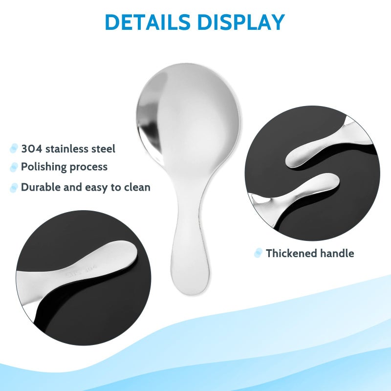 Hariendny 5 PCS Short Handle Spoons Silver Mini Scoops Stainless Spoons for Canisters Small Coffee Scoops Candy Scoops for Condiments Tea Desserts Coffee - Image 3