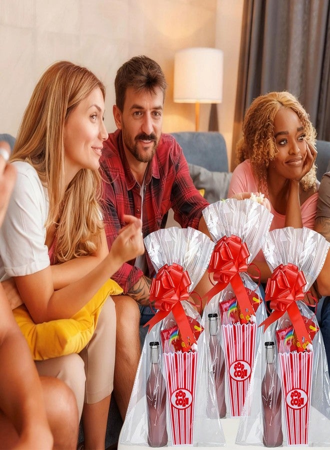 Engrowtic 6 Pack Movie Night Gifts Baskets Plastic Popcorn Box Containers with Bags and Bows for Holiday Movie Lover Wedding Birthday Party Favors DIY Kits - Image 5