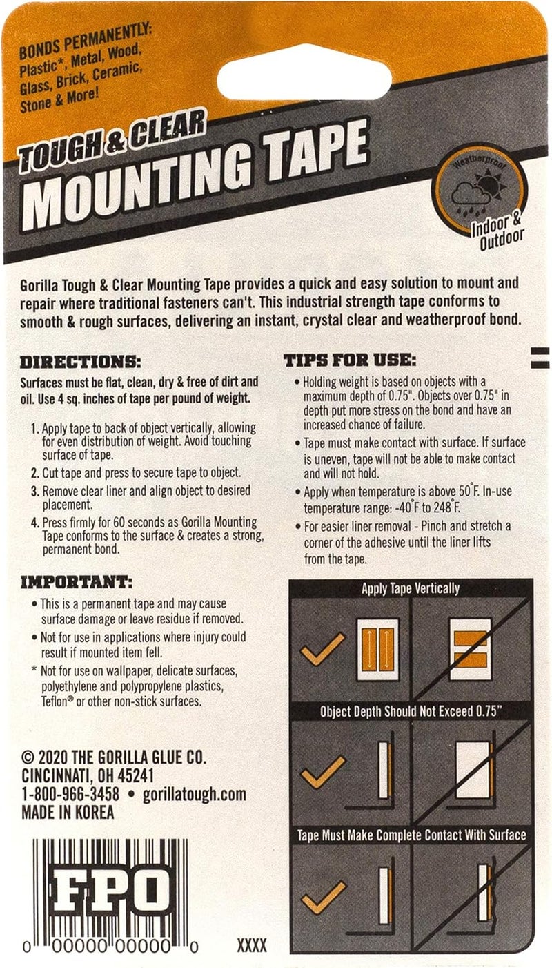 Gorilla شريط لاصق مزدوج الجوانب من غوريلا قوي وعريض للاستخدام الثقيل - Image 2