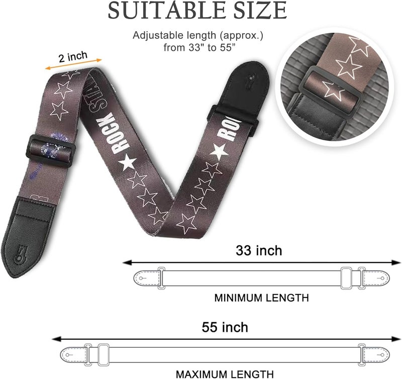 PERLMAN Guitar Strap for Acoustic Electric Guitar Bass, Vintage Woven Guitar Straps Adjustable with PU Leather Ends - Image 2
