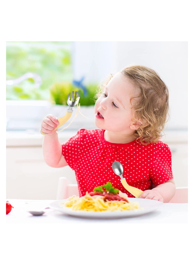 SOLARAE 3 Pieces Toddler Utensils Kids Training Chopsticks and Bendable Stainless Steel Toddler Fork and Spoon for Child and Toddler Safe Flatware Set - Image 4