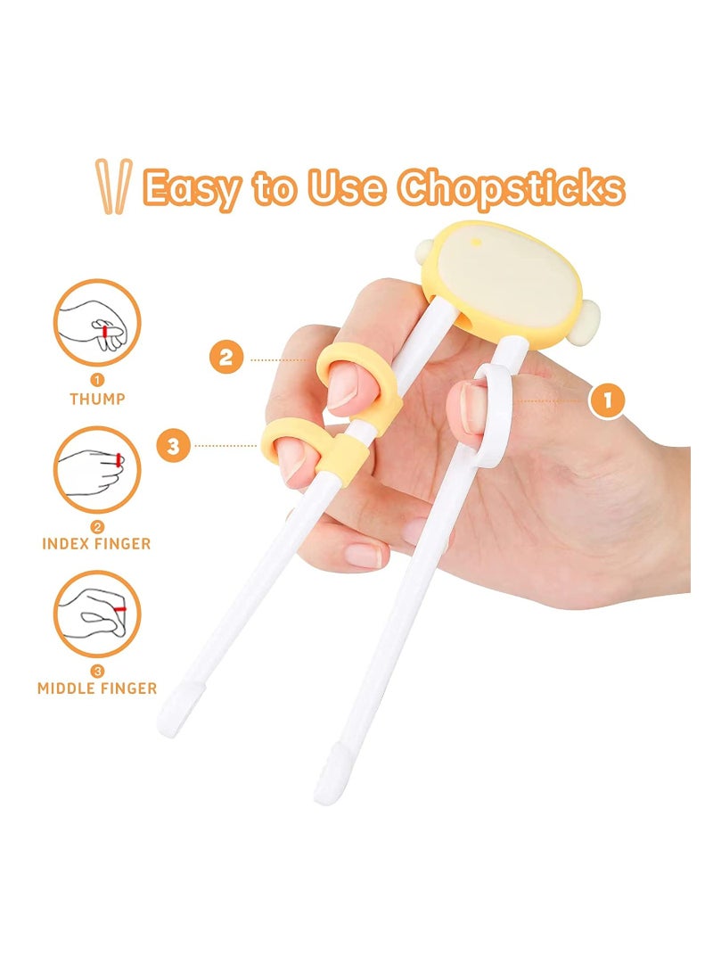 SOLARAE 3 Pieces Toddler Utensils Kids Training Chopsticks and Bendable Stainless Steel Toddler Fork and Spoon for Child and Toddler Safe Flatware Set - Image 3