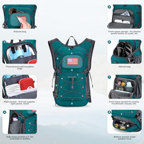 Maelstrom Hydration Hiking Backpack with 2L3L Water Bladder Water Running Backpack Men Women Lightweight Insulation for Hiking Cycling Running Climbing Camping 6Cyan 3L Bladder - Image 3
