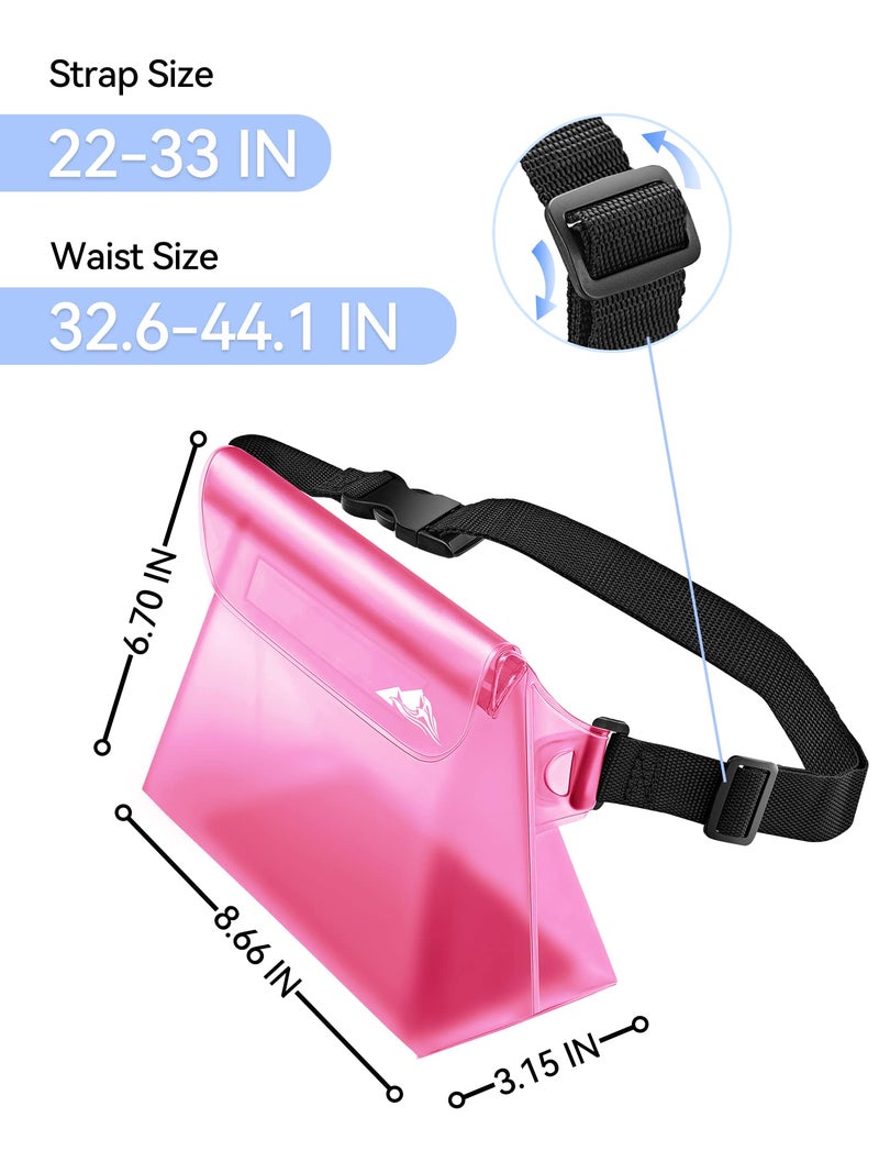 HEETA 2-Pack Waterproof Pouch with Waist Strap, Screen Touchable Dry Bag with Adjustable Belt for Phone Valuables for Kayaking Swimming Snorkeling Boating Fishing Surfing Beach (Orange & Pink) - Image 4