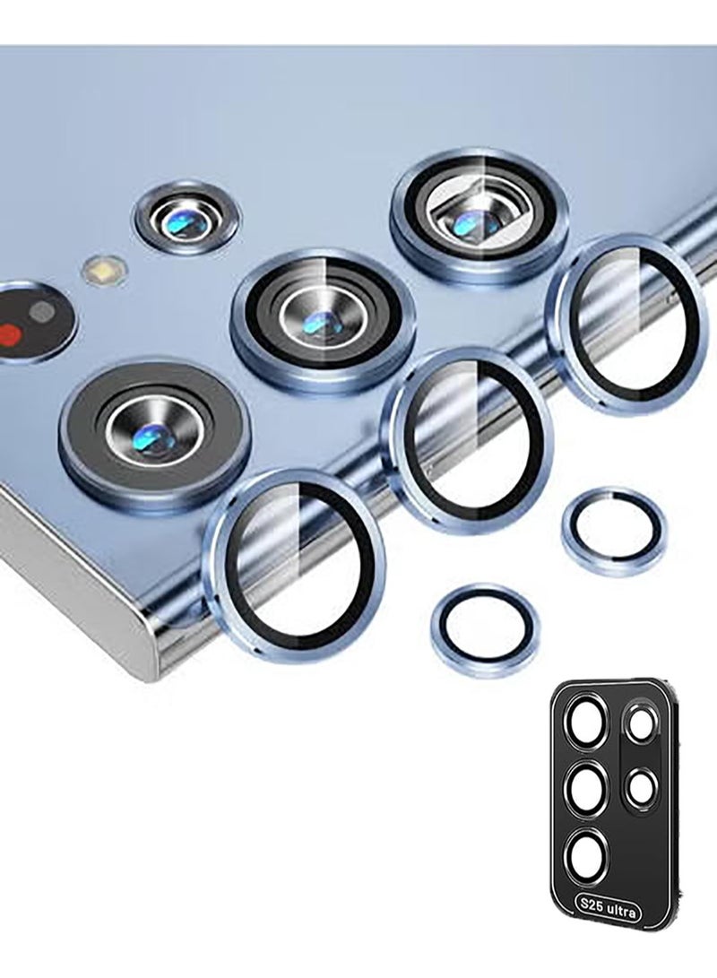 (3+2PCS) for Samsung Galaxy S25 Ultra 5G Camera Lens Protector, 9H Tempered Glass Camera Cover Screen Protector Metal Individual Ring [Installation Tray][Removal tool][Case Friendly]- Blue - Image 1