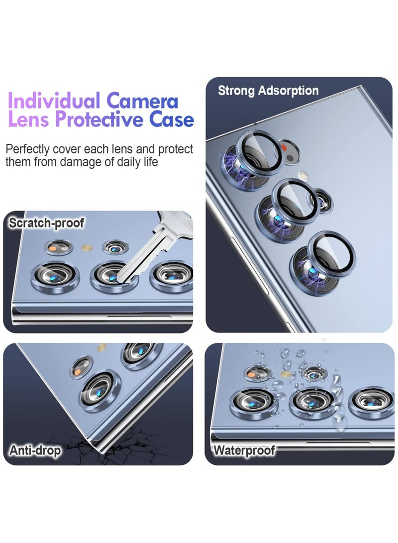 (3+2PCS) for Samsung Galaxy S25 Ultra 5G Camera Lens Protector, 9H Tempered Glass Camera Cover Screen Protector Metal Individual Ring [Installation Tray][Removal tool][Case Friendly]- Blue  - Image 2