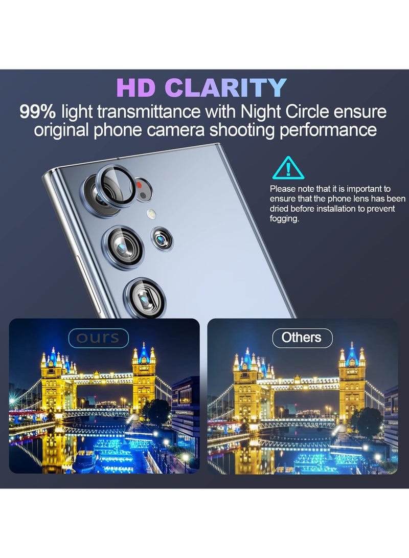 (3+2PCS) for Samsung Galaxy S25 Ultra 5G Camera Lens Protector, 9H Tempered Glass Camera Cover Screen Protector Metal Individual Ring [Installation Tray][Removal tool][Case Friendly]- Blue  - Image 4