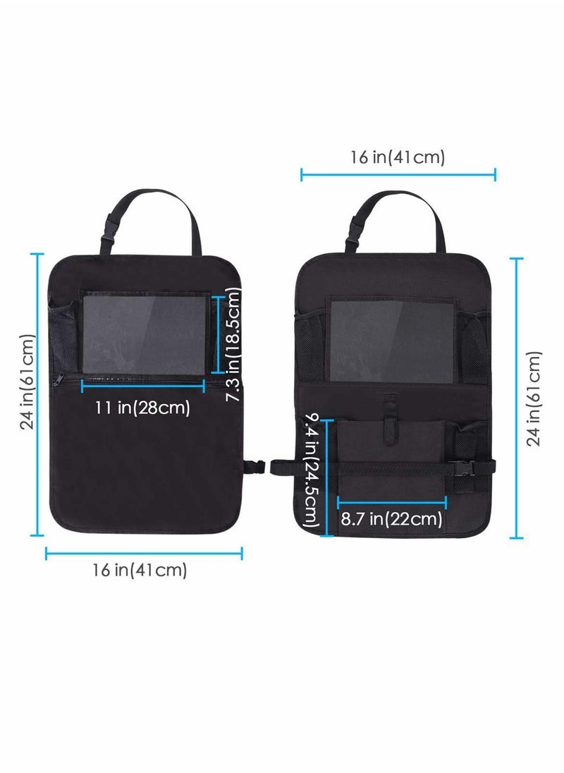 بيوينتي Back Seat Car Organiser with 10 iPad Tablet Holder Touch Screen Kids Kick Mat Seat Protector Cover Children’s Storage - Black(2pack)  - Image 2