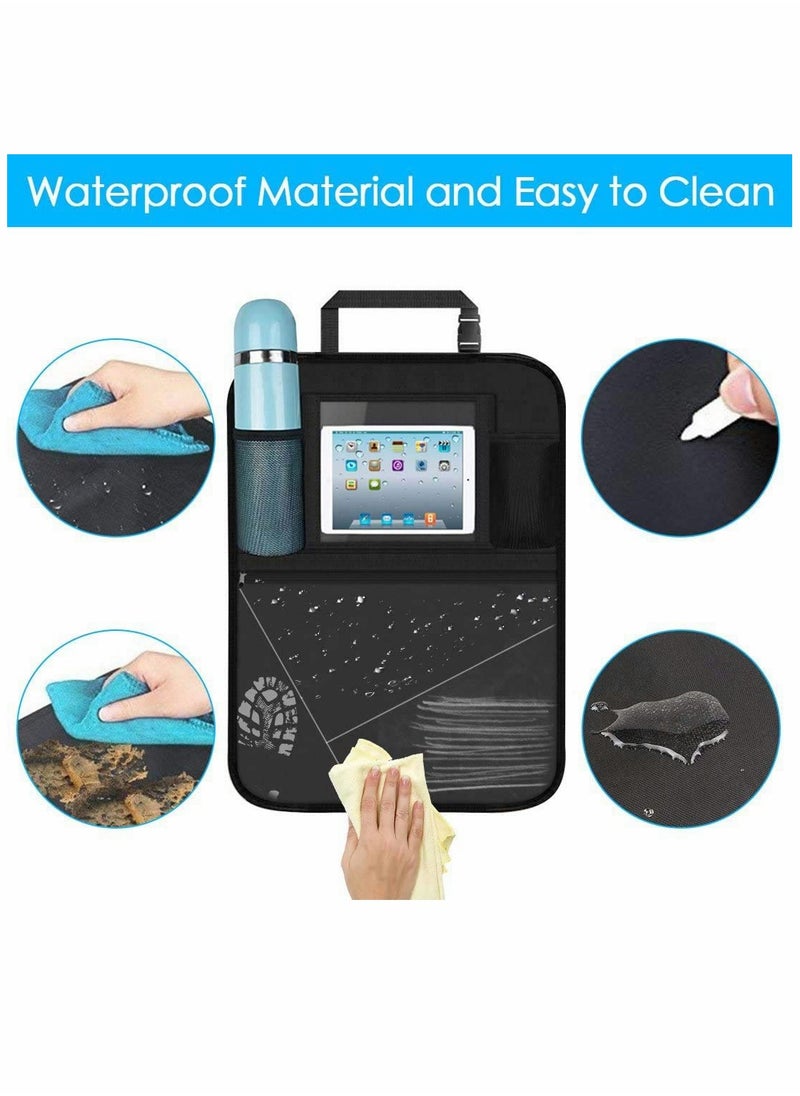 بيوينتي Back Seat Car Organiser with 10 iPad Tablet Holder Touch Screen Kids Kick Mat Seat Protector Cover Children’s Storage - Black(2pack)  - Image 5