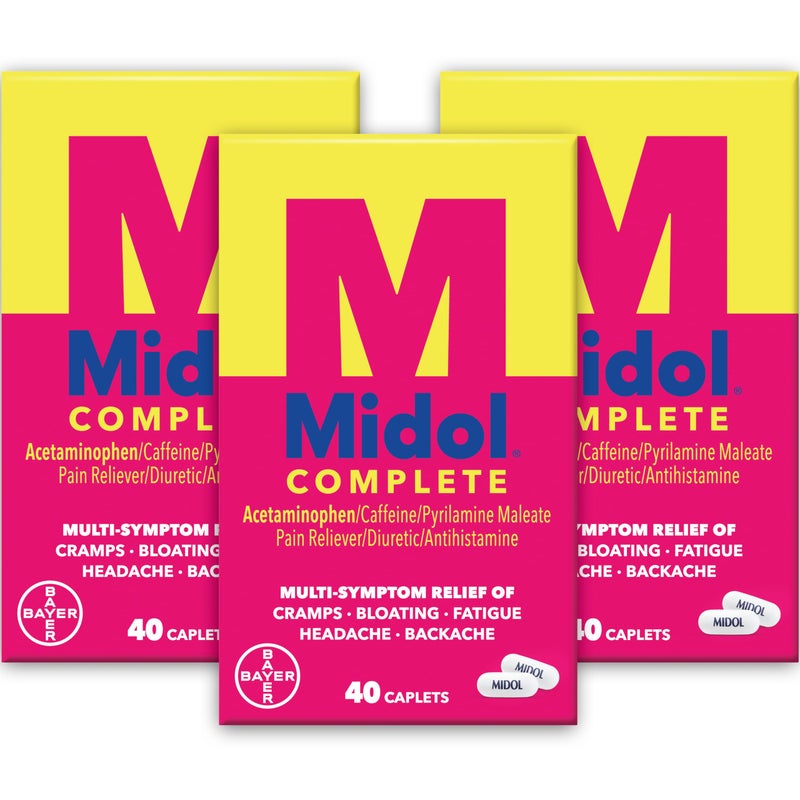 Midol Complete Menstrual Pain Relief Caplets with Acetaminophen for Period Cramps, and Menstrual Symptom Relief - 40 Count (Pack of 3) (Packaging May Vary) - Image 1