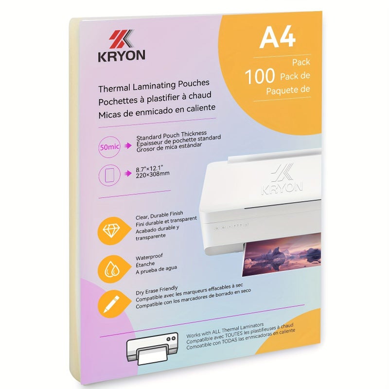 100 Pack A4 Thermal Laminating Pouches 8.7x12.1 Inches 50 Mic Laminating Film - Image 1