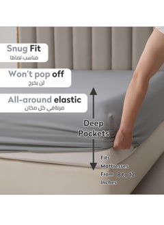 دوناتيلا الفراش المجهزة ورقة 2 قطعة التوأم حجم الصلبة غطاء سرير مجموعة يناسب (120 * 200 سنتيمتر) مع سادات و 30 سنتيمتر اضافية عميق نحى ستوكات غطاء سرير ، الزئبق  - Image 2