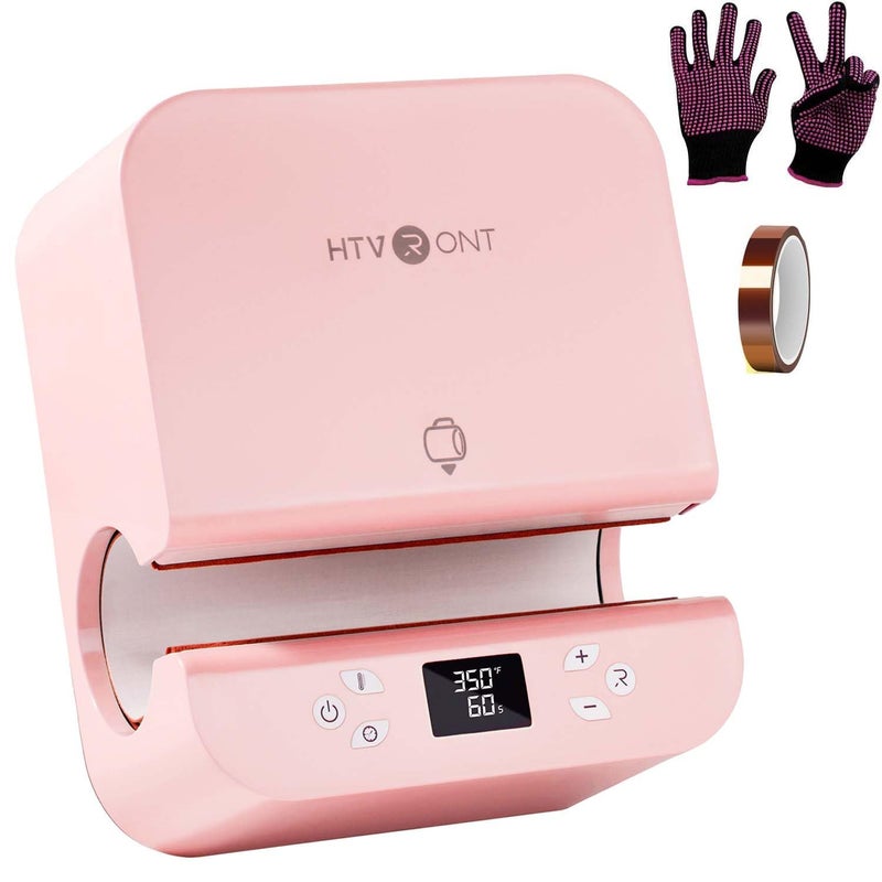 HTVRONT Auto Tumbler Heat Press Machine - Mug Heat Press Heat Up Fast & Even, Professional Tumbler Press High-Security for 2.95-3.18inch Sublimation Tumblers, Cups, Glasses and Mugs (Pink) - Image 1