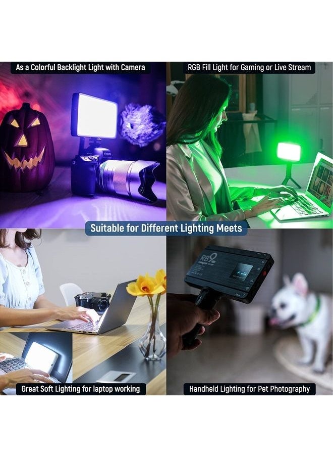 Weeylite RB9 RGB Camera Video Light, App Control 12W LED On Camera Light with Tripod, 2500-8500K 360° Full Color CRI 95+ RGB Video Light Panel for Portable Photography Lighting Video Recording TikTok