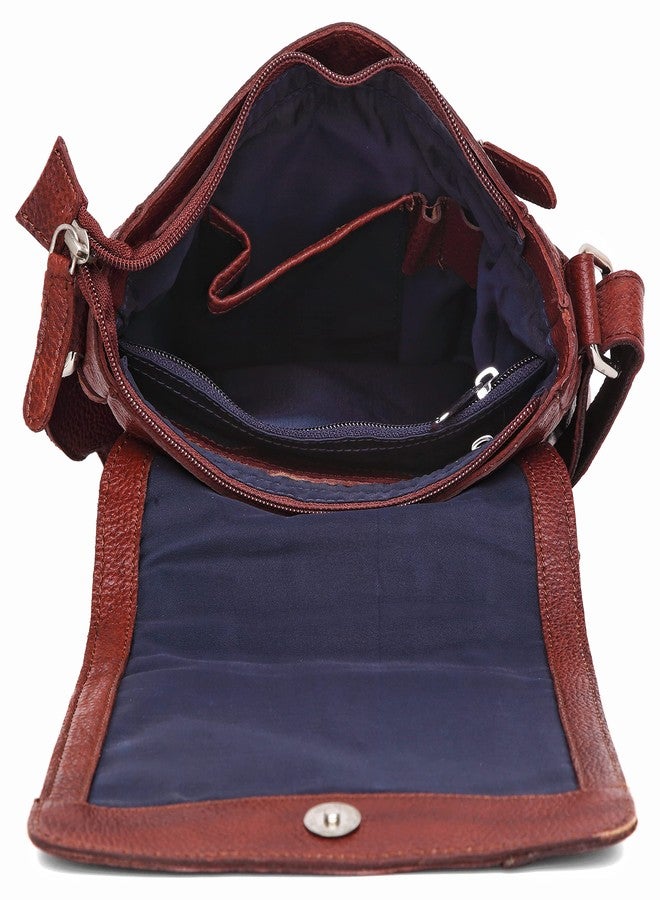 WildHorn Leather Sling Messenger Bag for Men I Multipurpose Crossbody Bag I Travel Bag with Adjustable Strap I IDIMENSION: L- 8 inch H- 10.5 inch W- 2.75 inch (MAROON1) - Image 4