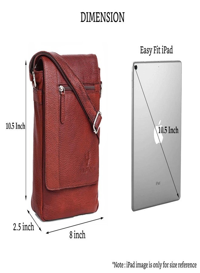 WildHorn Leather Sling Messenger Bag for Men I Multipurpose Crossbody Bag I Travel Bag with Adjustable Strap I IDIMENSION: L- 8 inch H- 10.5 inch W- 2.75 inch (MAROON1) - Image 3